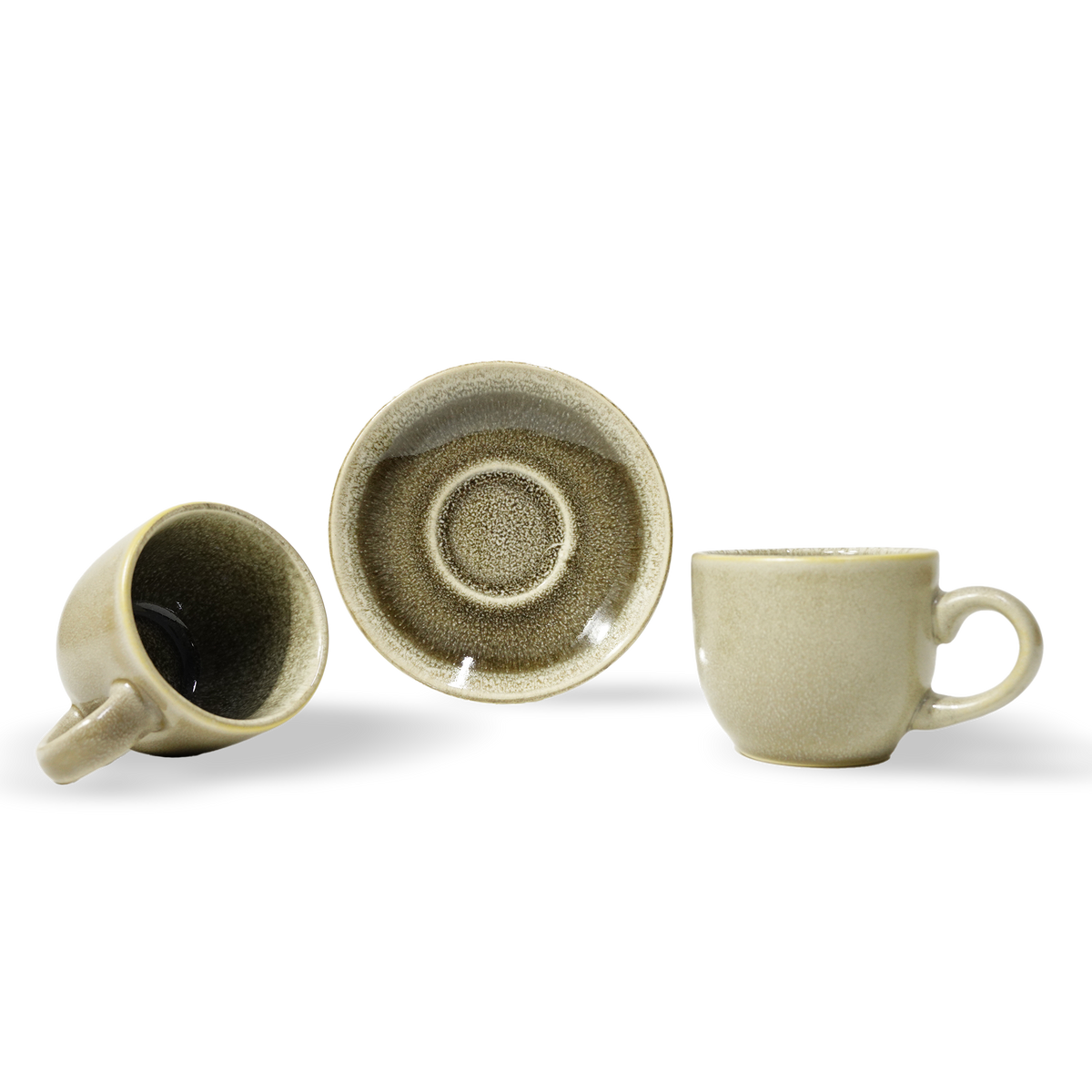 Brown ceramic cup and saucer set from BEACON coffee set collection, featuring a smooth finish and elegant design.