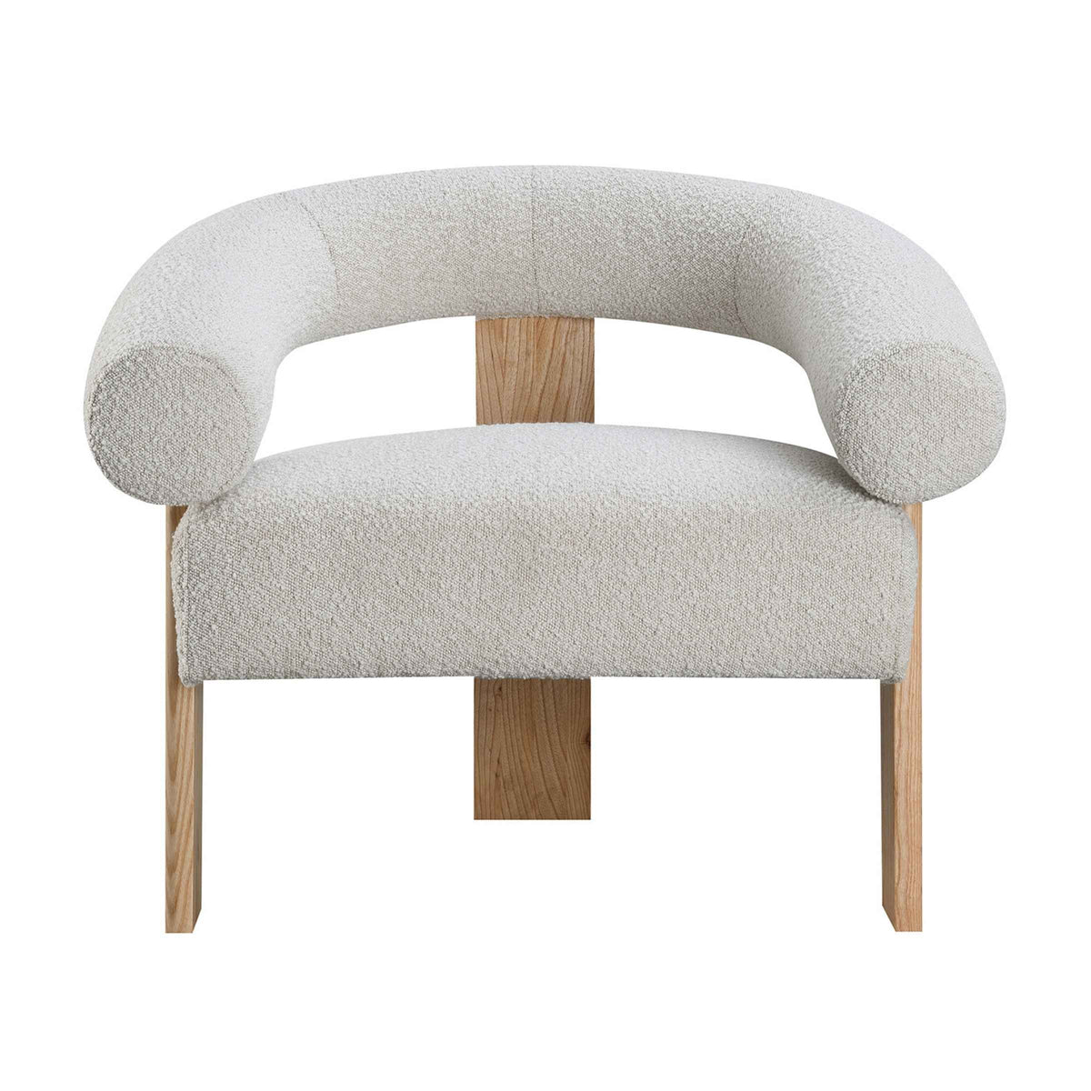Curved-back Wishbone chair with brown finish and oak legs, display item by Sagebrook Home, modern armchair design.