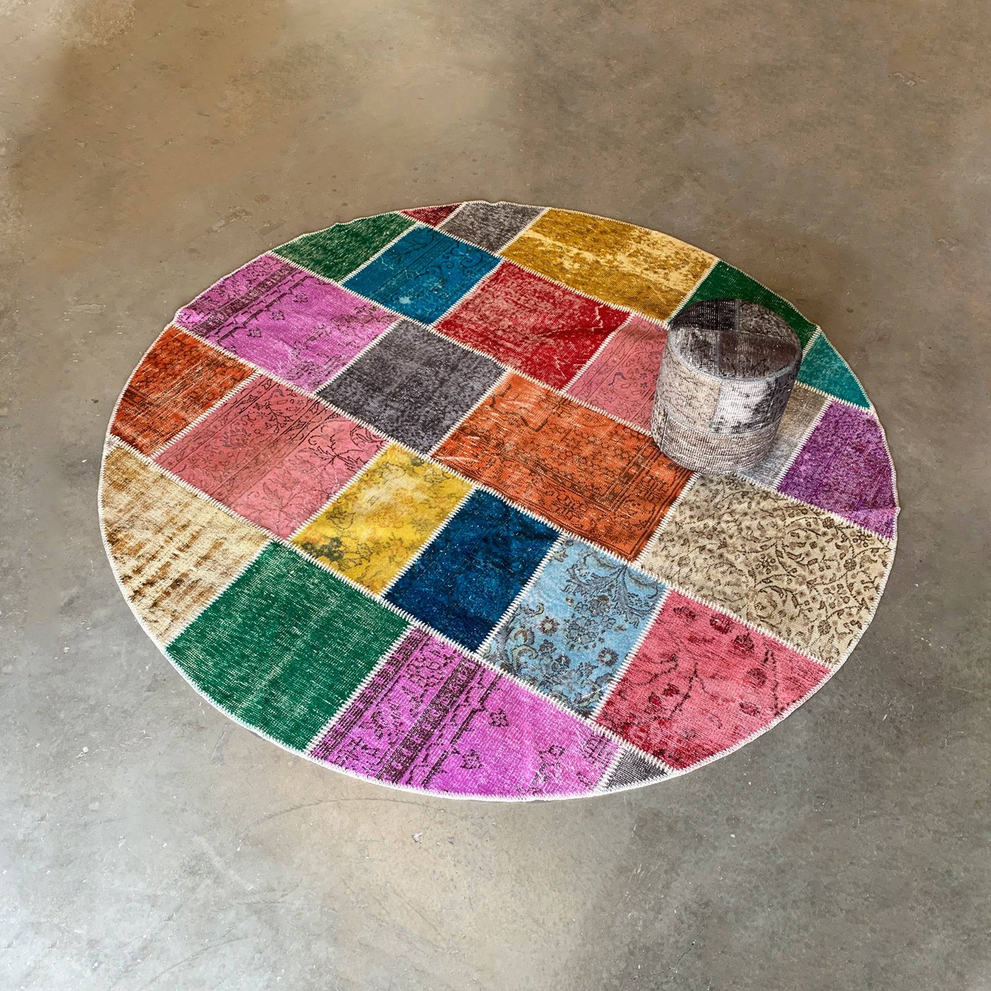 D 250Cm Hali X-Bursa Handmade Over Dyed Round Rug Pw114 - Rugs - ebarza Furniture UAE | Shop Modern Furniture in Abu Dhabi & Dubai - مفروشات ايبازرا في الامارات | تسوق اثاث عصري وديكورات مميزة في دبي وابوظبي