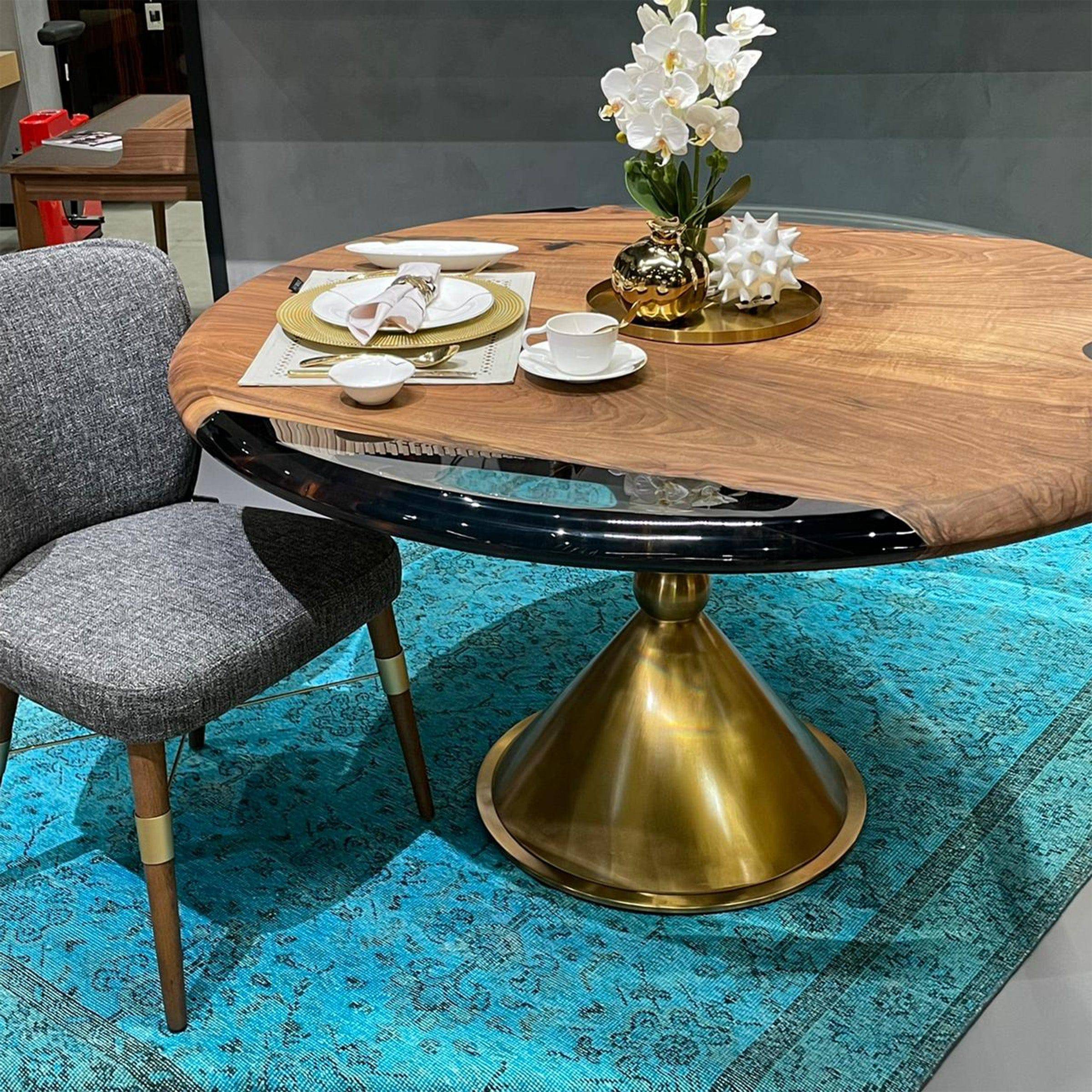 D140Cm Live Edge Resin Dining Table Top Sancround140 - Table Tops - ebarza Furniture UAE | Shop Modern Furniture in Abu Dhabi & Dubai - مفروشات ايبازرا في الامارات | تسوق اثاث عصري وديكورات مميزة في دبي وابوظبي