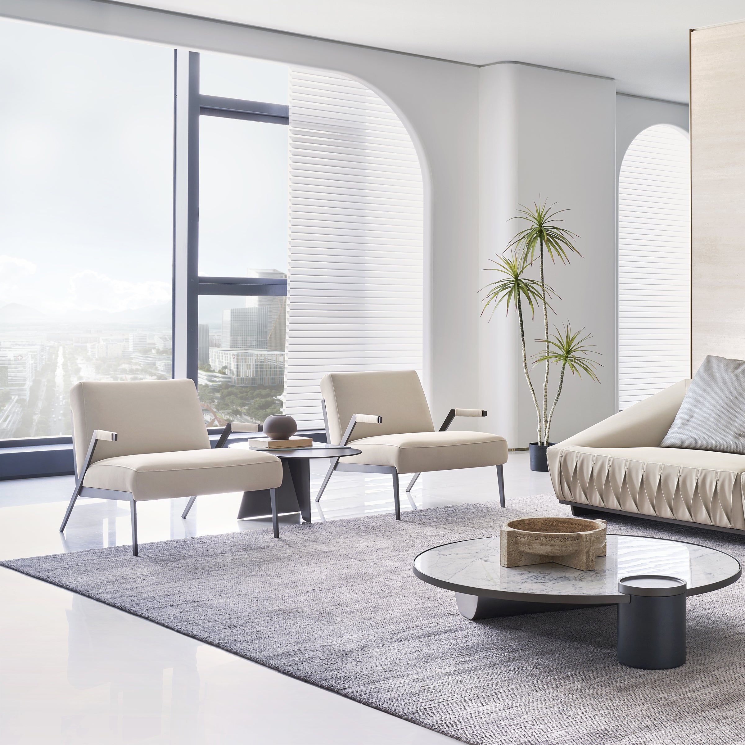 Desert Beige Leather Lounge Chair AMF- DY168 - Lounge Chairs - ebarza Furniture UAE | Shop Modern Furniture in Abu Dhabi & Dubai - مفروشات ايبازرا في الامارات | تسوق اثاث عصري وديكورات مميزة في دبي وابوظبي