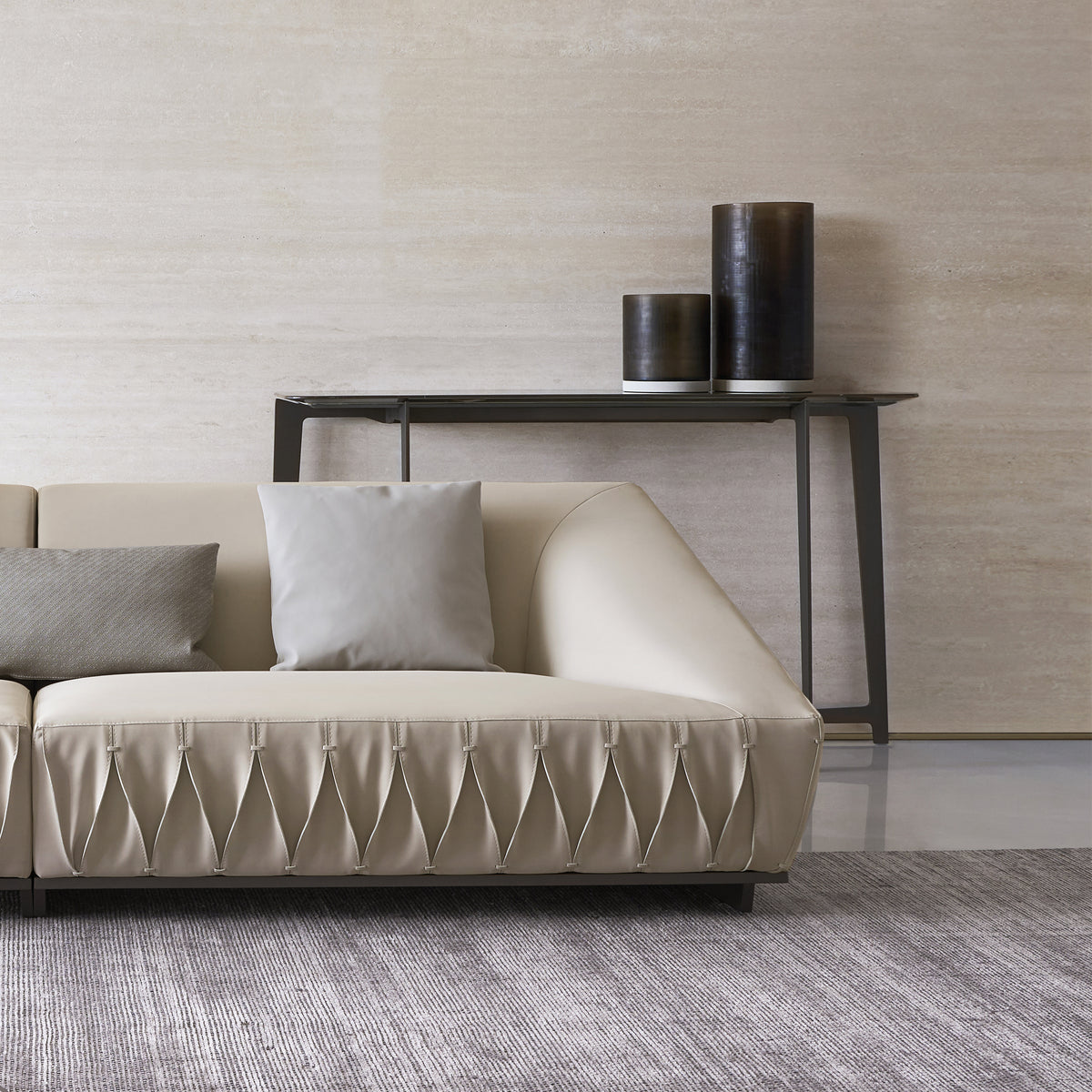 Desert-colored console from BEACON BMBO-XG80134 with sleek design, wood finish, and modern style for living room decor.