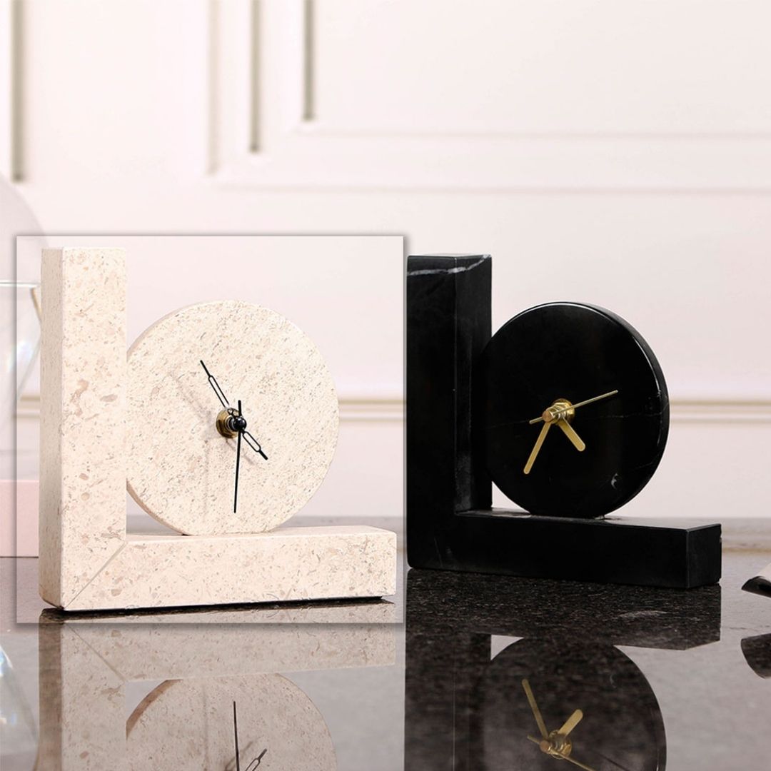 BEACON desktop clock sculpture KQ3001A, a modern home decor figurine with a sleek design and artistic craftsmanship.