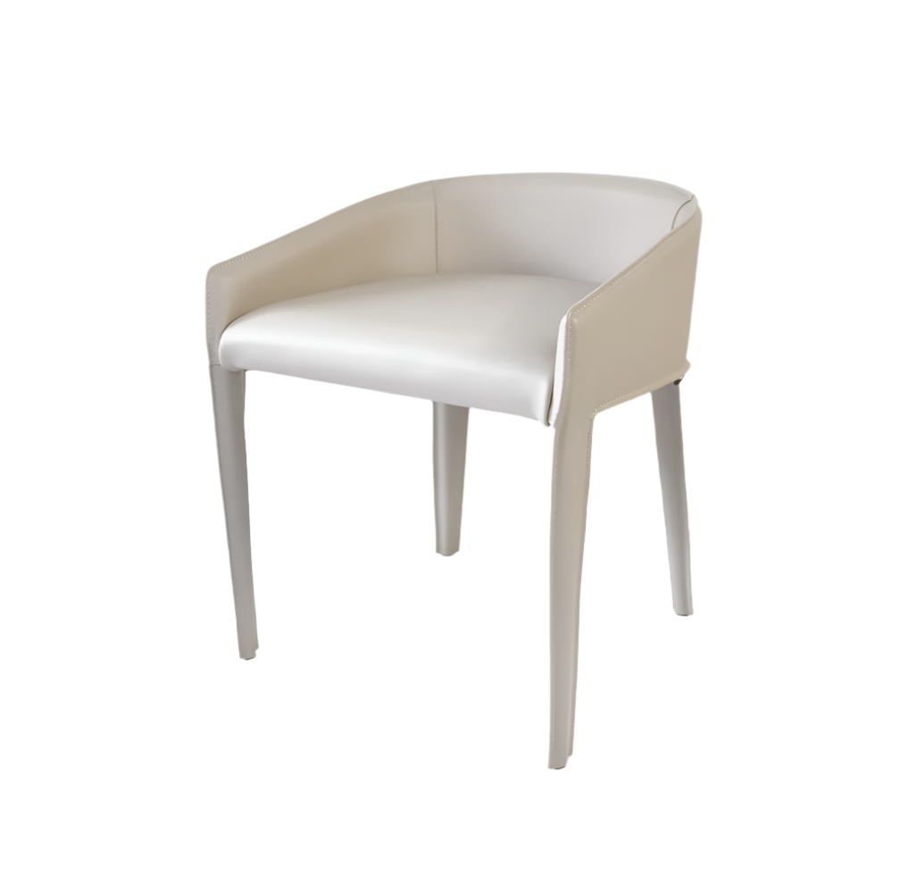 Beige BEACON lounge dining chair BC713 with a modern design, featuring a cushioned seat and sleek wooden legs.