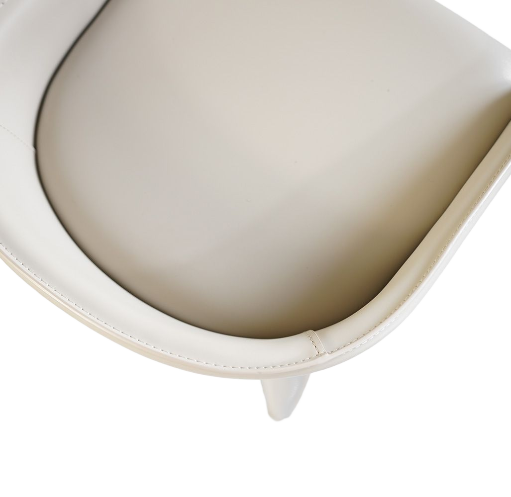 Beige BEACON lounge dining chair BC713 with wooden legs and cushioned seat, modern design for dining or lounge spaces.