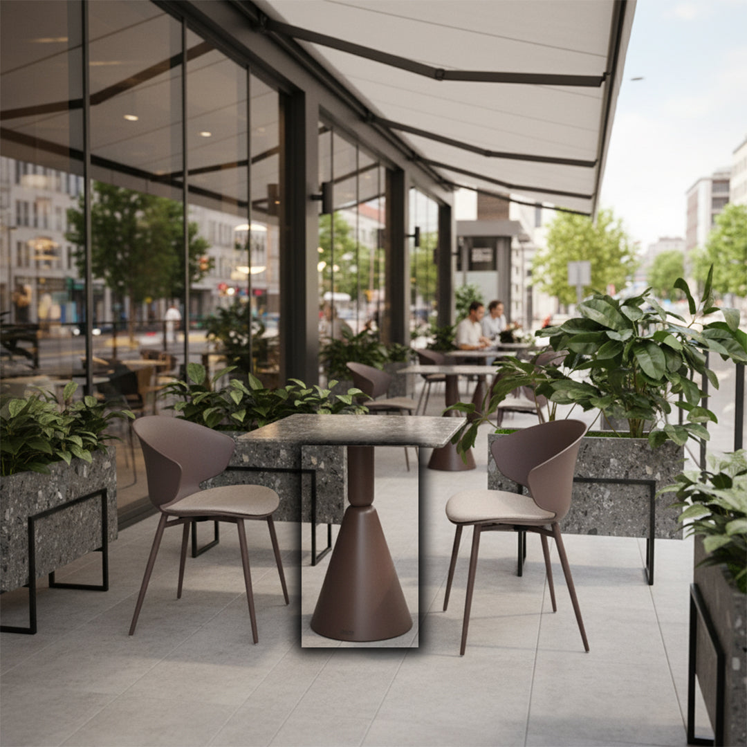 Coffee-colored BEACON dining table base, 72cm height, sturdy metal construction, designed to support a dining tabletop.