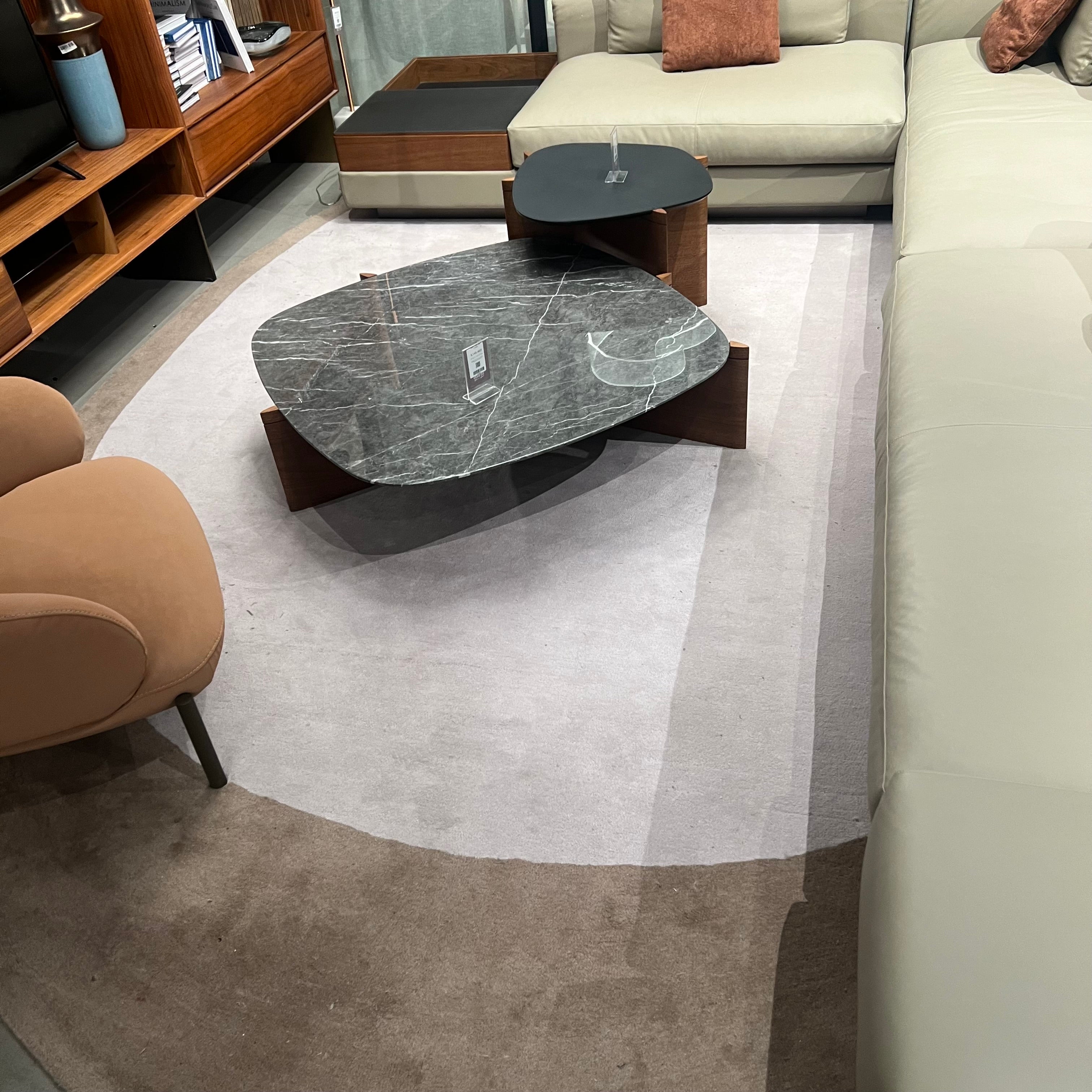 Round beige and brown wool rug with intricate pattern, displayed on a neutral background, size 500x350 cm, Javi JH-22729 Nakheel
