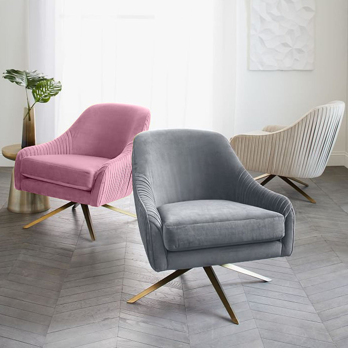 Display of Bergen Lounge Chair by Beacon in Nakheel fabric, showcasing modern design and plush seating.