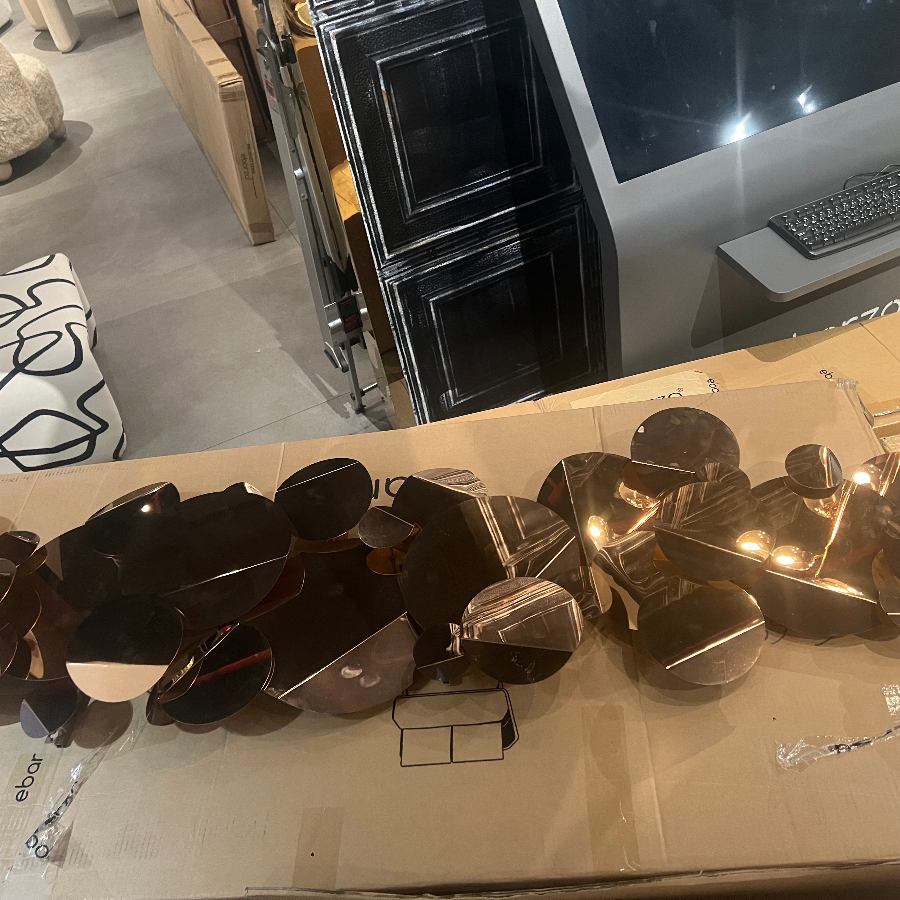 Handcrafted stainless steel artwork featuring bubble design, displayed as a decorative art piece by BEACON Bubbles collection.