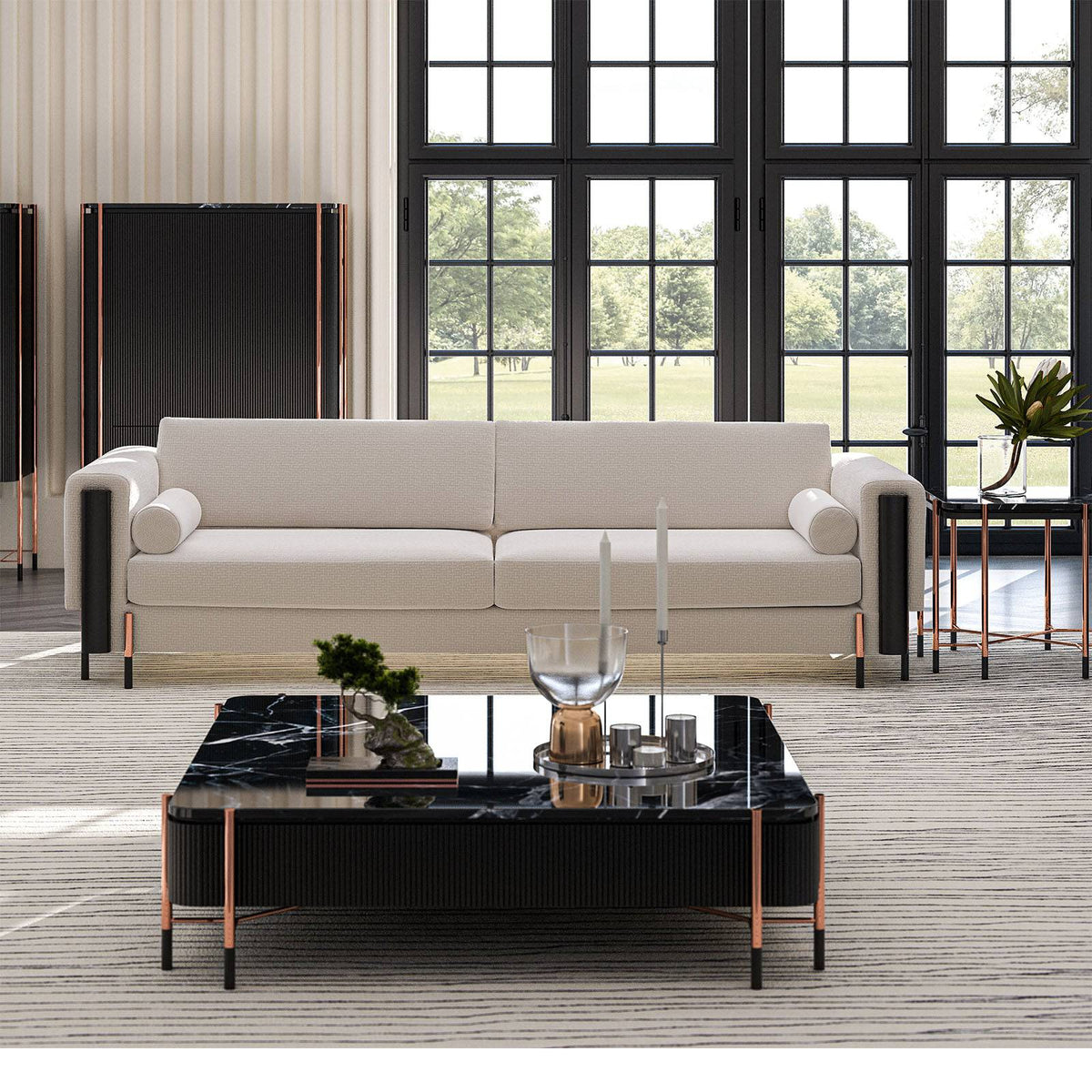 Display item Dali 4-seater sofa by LODA FURNITURE featuring plush cushions and modern design in a living room setting.
