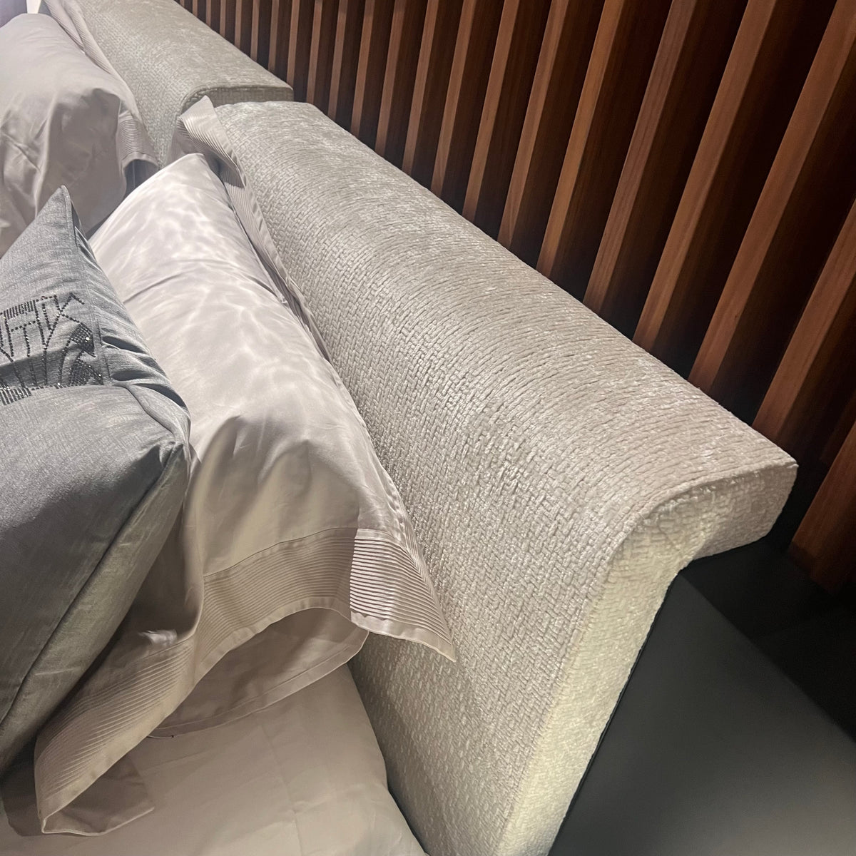 Display of the Dali King Size Bedstead by LODA Furniture, showcasing the elegant design and structure of the Nakheel bed.