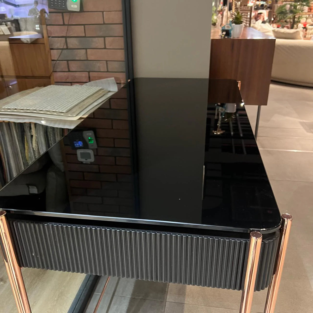 Display of the Dali Study Desk from LODA FURNITURE, model TD-DL144WD-Nakheel, showcasing its modern design and wooden finish.