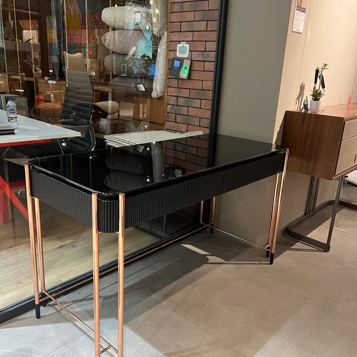 Display of the Dali study desk by LODA Furniture, featuring a modern wooden design with a spacious tabletop and sleek finish.
