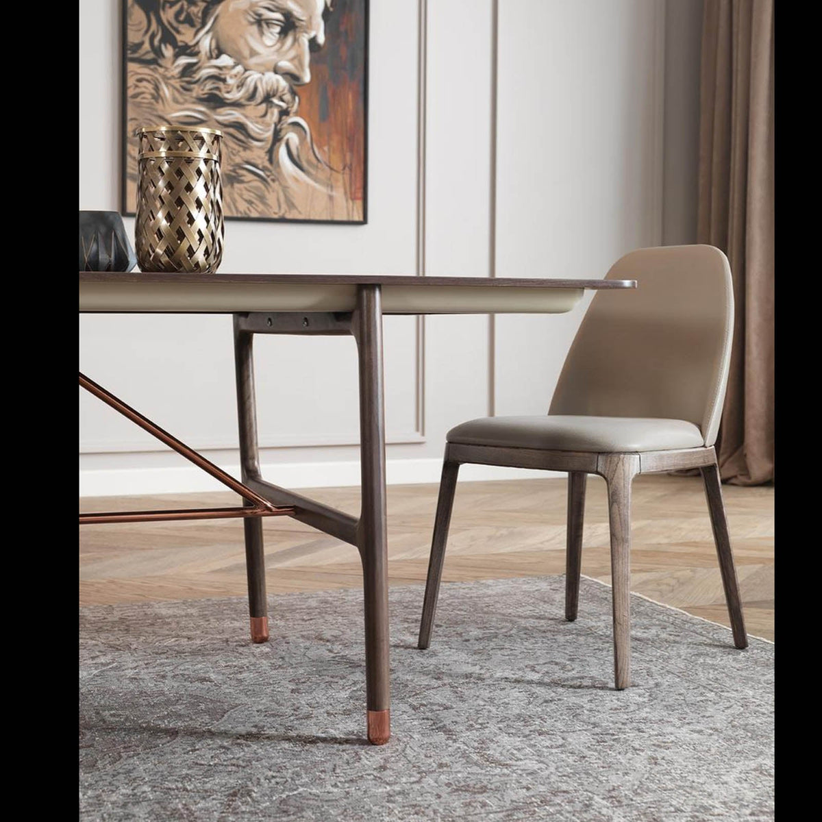 Display of HOMAGE KOLTUK Diamond Side-board with sleek design and polished wood finish.