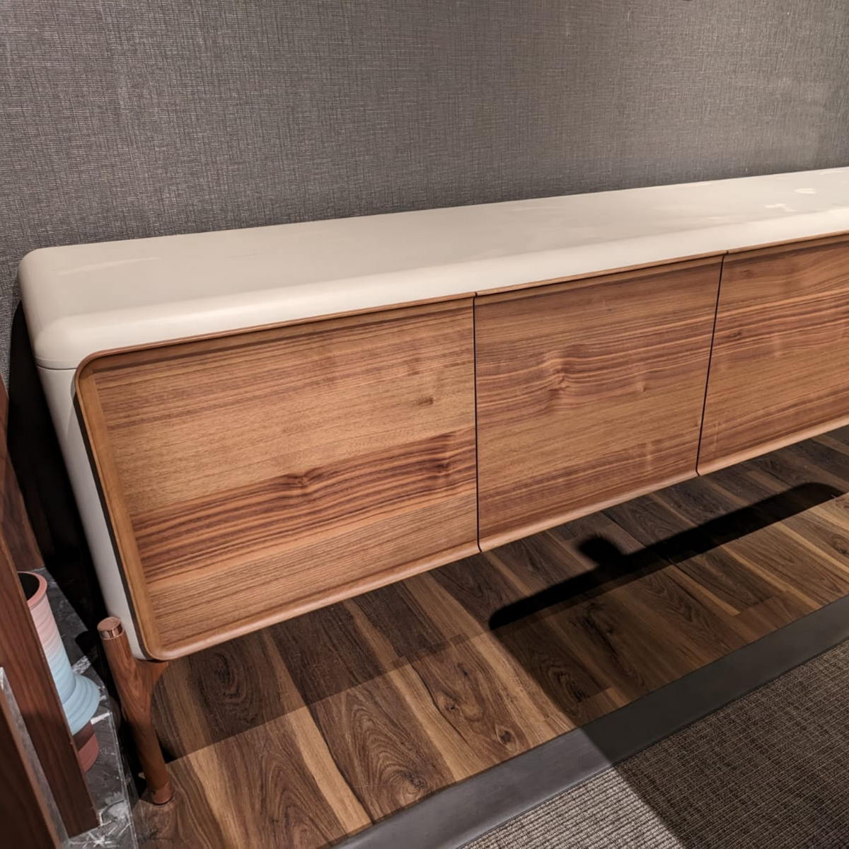 Display image of a diamond-style sideboard by HOMAGE KOLTUK, showcasing its modern design and sleek surface finish.