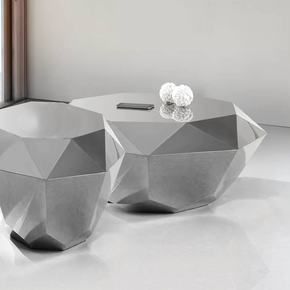 Diamond-shaped side table by Beacon, model TG-24-C Nakheel, featuring a sleek display design with a modern look.