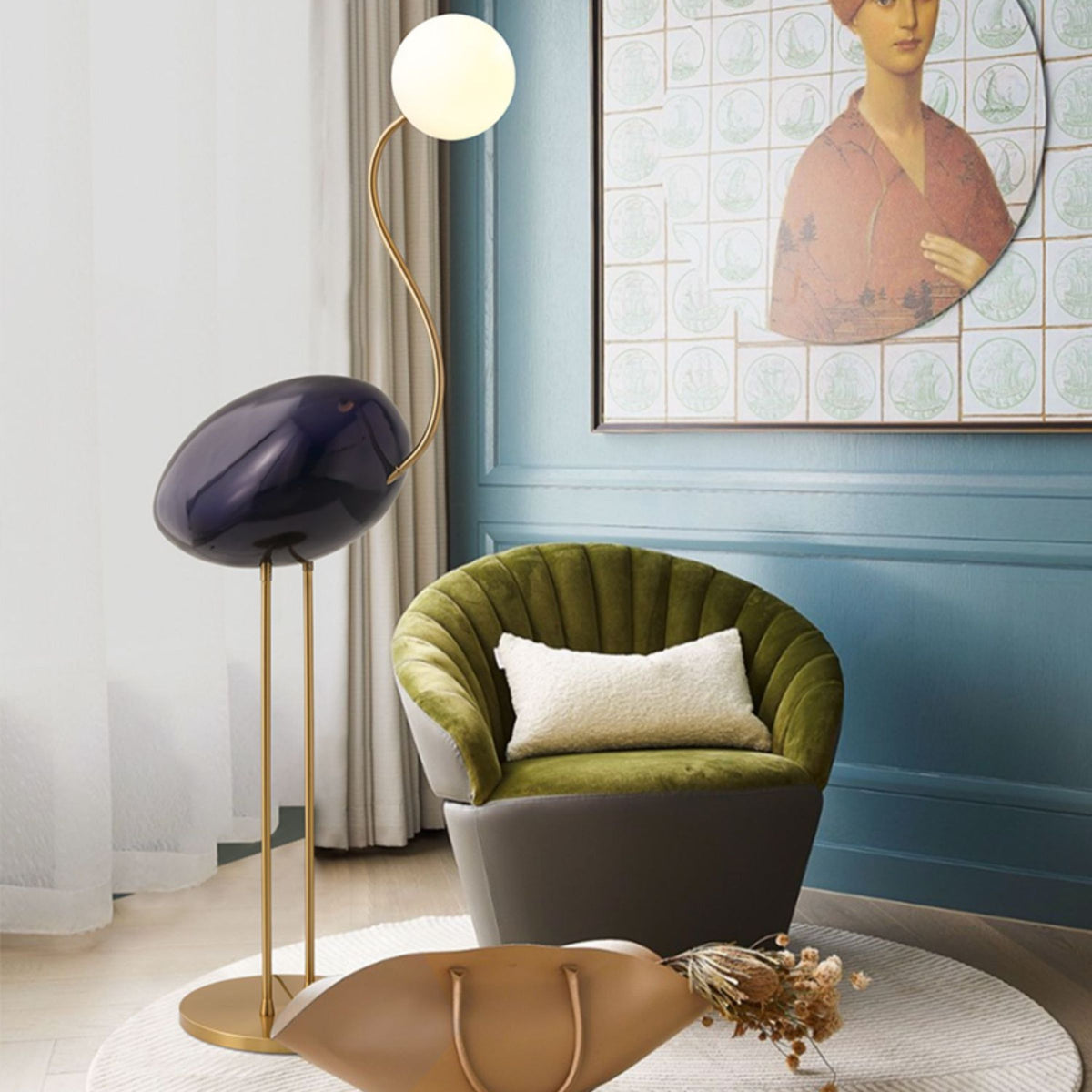Black Flamingo Floor Lamp by BEACON with a sleek, modern design, featuring a tall, elegant flamingo shape for stylish lighting.