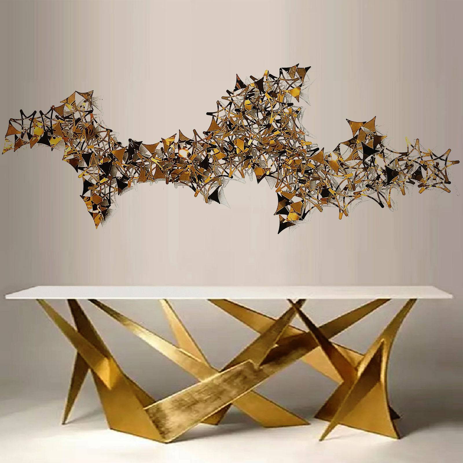 Display Item - Golden Stars Handcrafted Stainless Steel Artwork Z08021- Bg202032-Nakheel - DISPLAY ITEM - ebarza Furniture UAE | Shop Modern Furniture in Abu Dhabi & Dubai - مفروشات ايبازرا في الامارات | تسوق اثاث عصري وديكورات مميزة في دبي وابوظبي