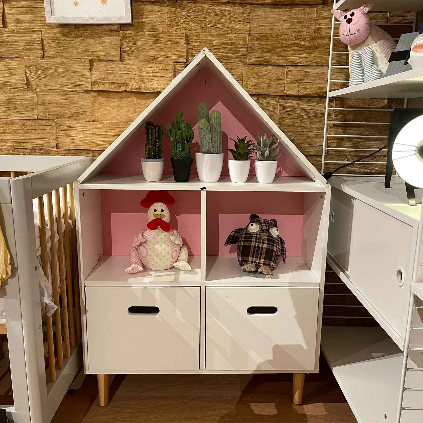 Kids shelf display by BEACON, model Hy-S001, showing a colorful wooden storage unit with multiple compartments for children's room decor