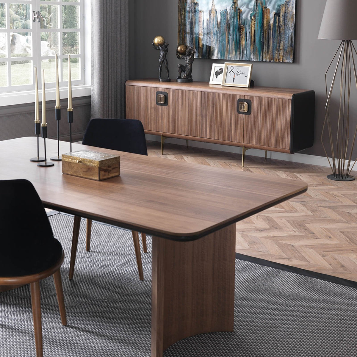 YOL LIVING Luna dining chair display model with a modern design, featuring a sleek frame and cushioned seat.
