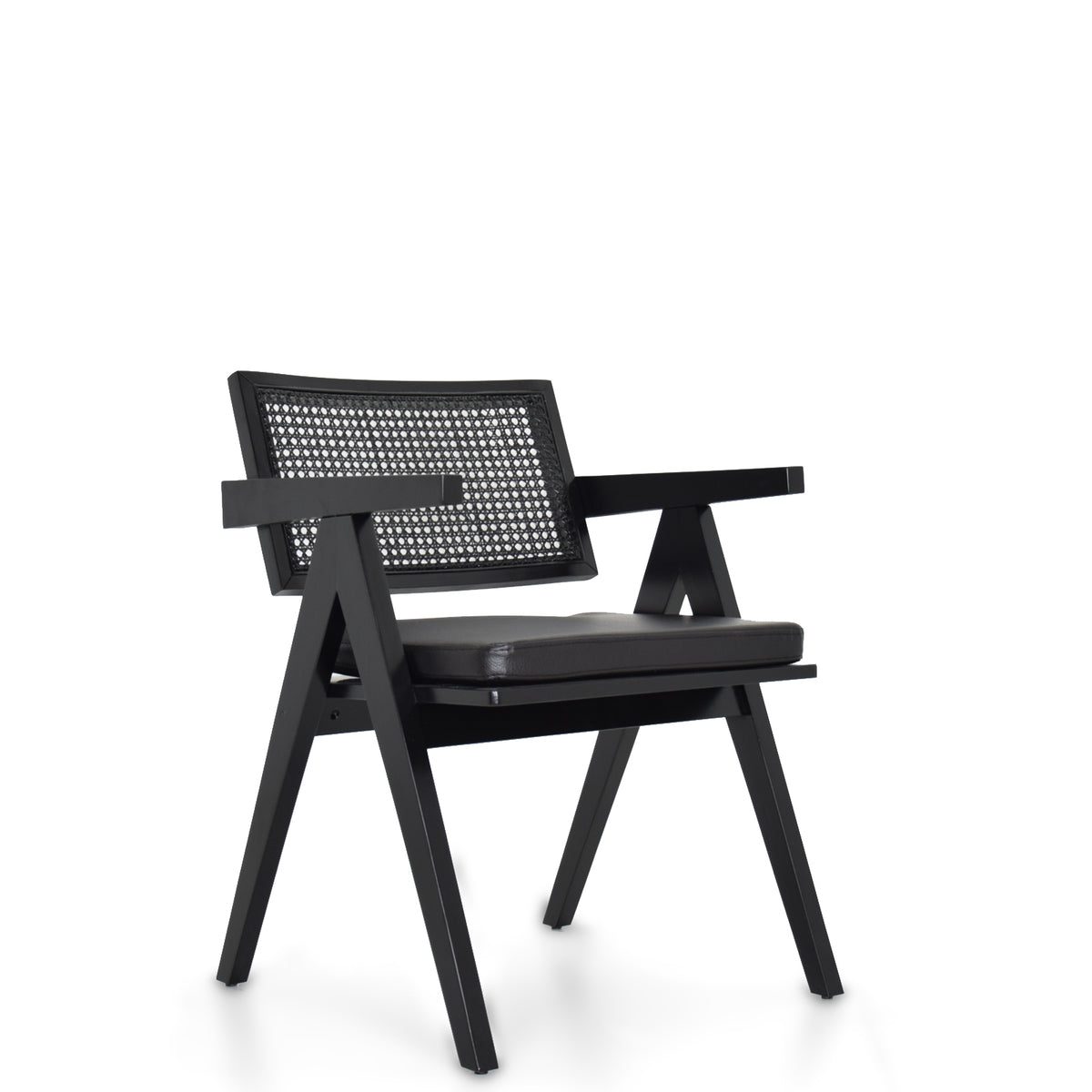 Black SANCREA Moes Armchair with cord upholstery, modern chair with plush seating and sleek design.