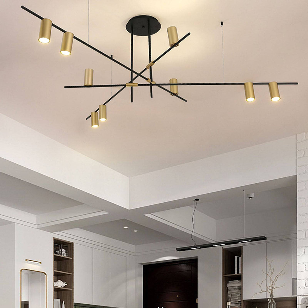 BEACON Monaco 12-heads pendant lamp with modern design, featuring multiple hanging light fixtures on a sleek frame.