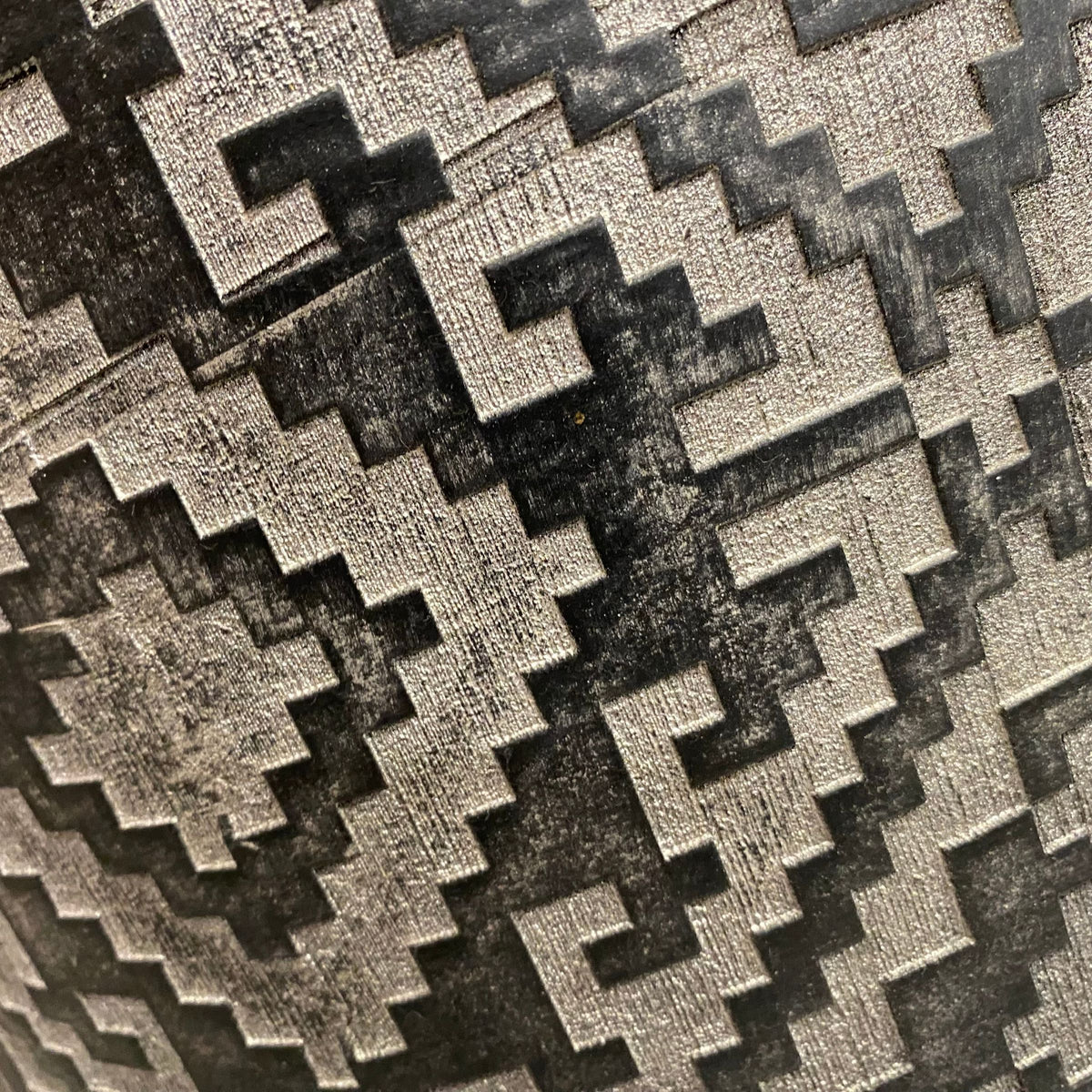 Nills Furniture Design Motif Side Table in black with intricate geometric pattern, displayed as a decorative side table.