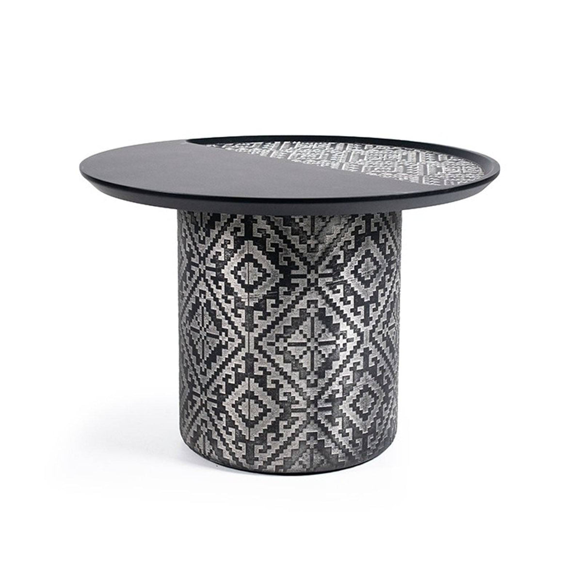 Nills Furniture Design Motif Side Table with modern wooden design and geometric pattern, displayed as a stylish side table.