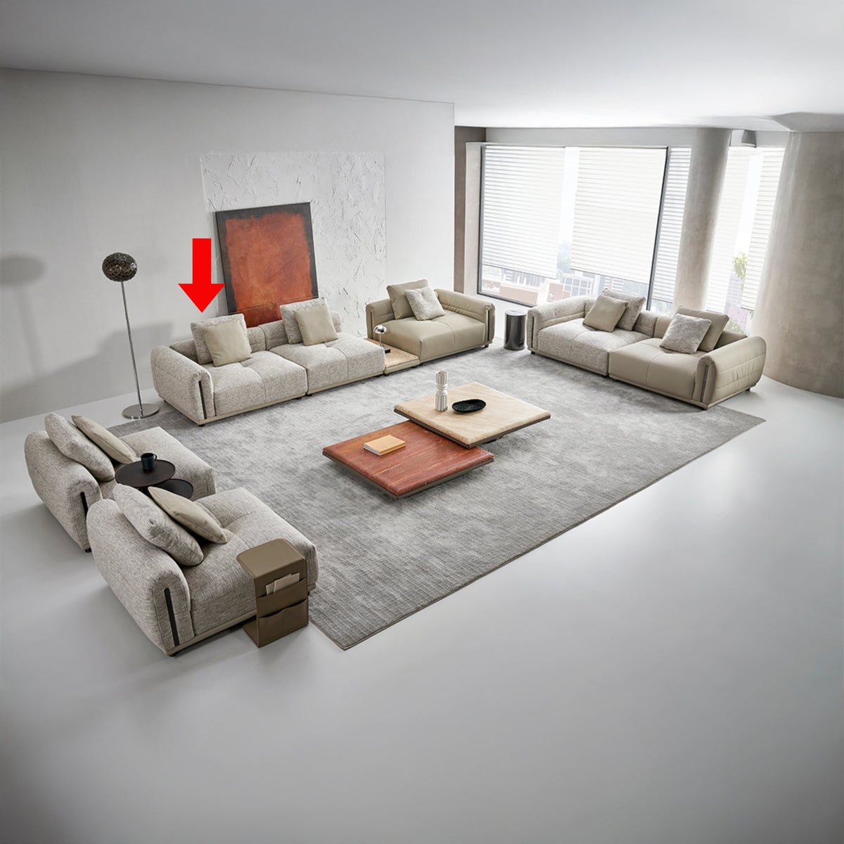 BEACON Quadro single seater modular sofa with left armrest, modern design, comfortable seating for stylish living spaces.