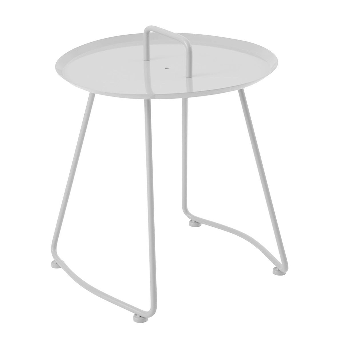 Steel side table display item by RUDI, model GT-230ENakheel, showcasing a sleek metal surface and modern design.