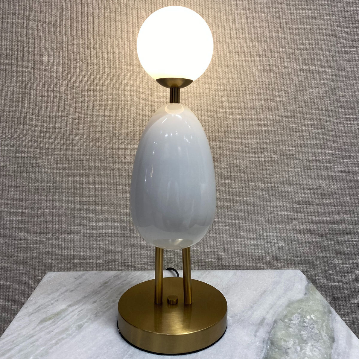 White BEACON desk lamp CY-LTD-1011-W with a sleek modern design, ideal for reading and workspace lighting.