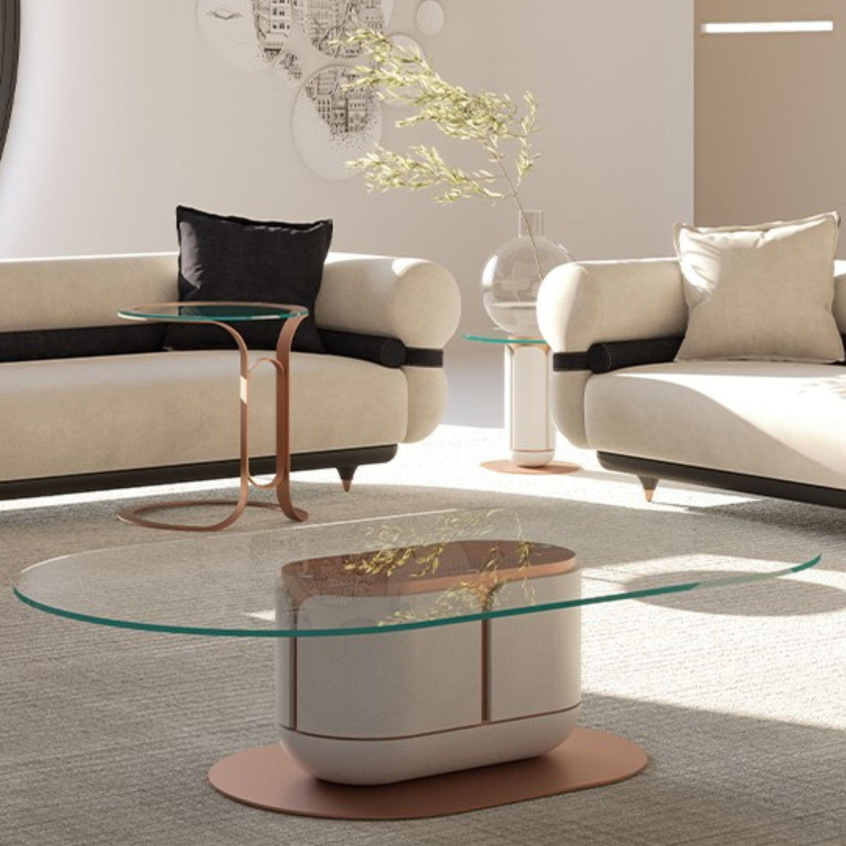Modern Tulip coffee table by LODA Furniture with a sleek round design and smooth finish, perfect for living room decor.