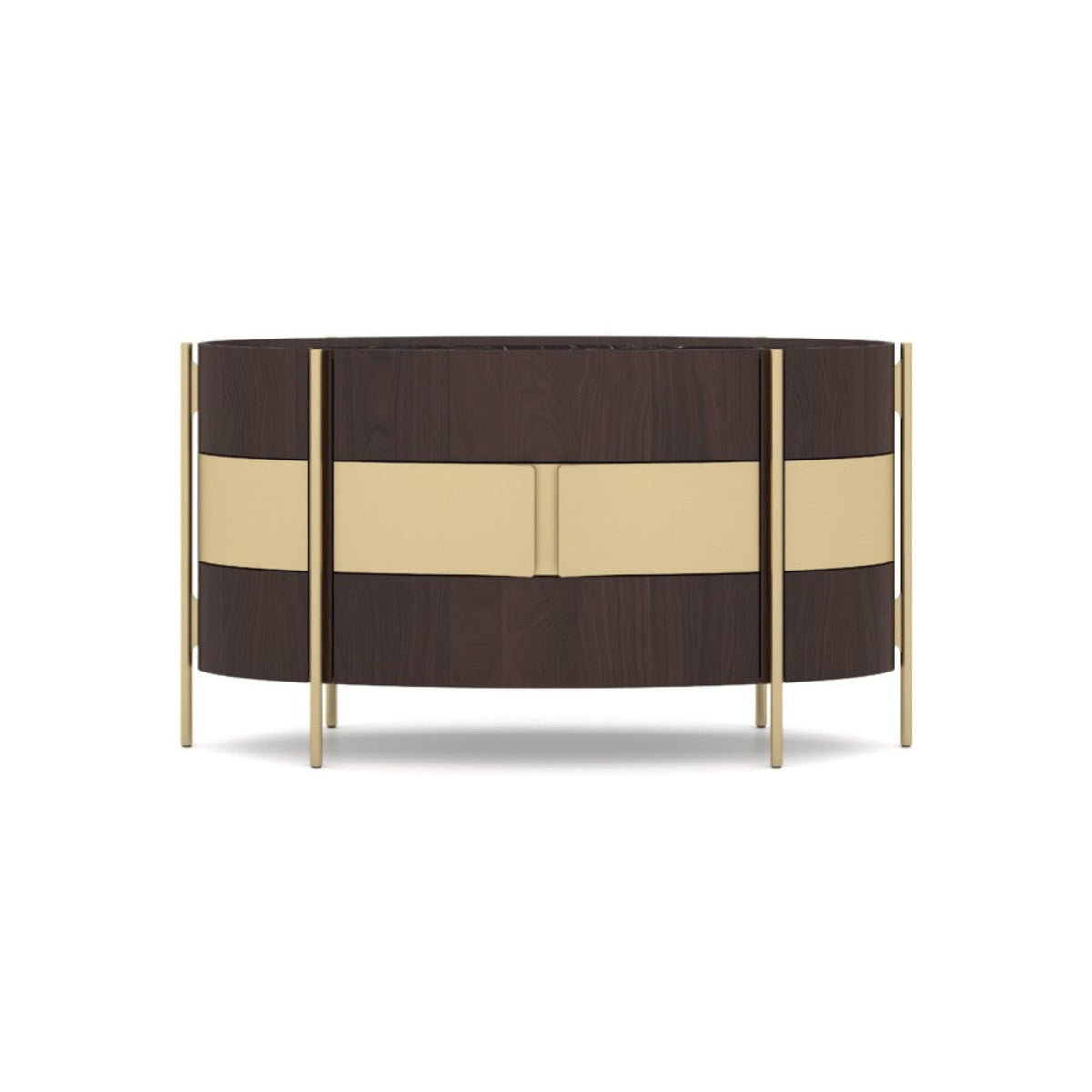 Gold walnut Vega chest of drawers dresser by LODA FURNITURE featuring a 158cm modern design with multiple drawers.