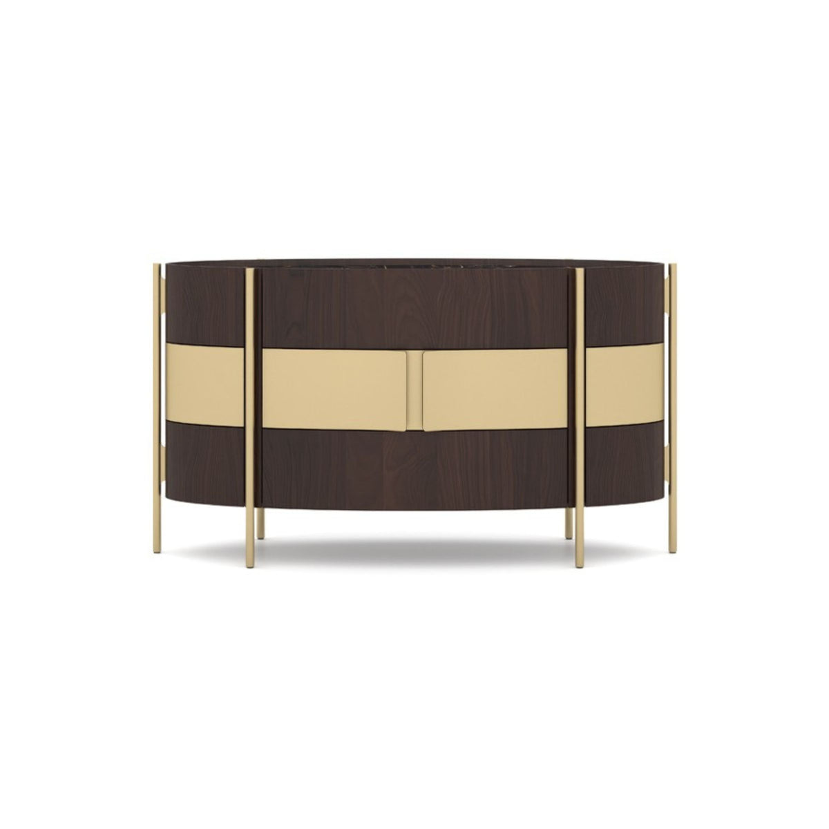 Vega chest of drawers dresser in gold walnut finish by LODA FURNITURE, 158cm tall with multiple drawers for storage.