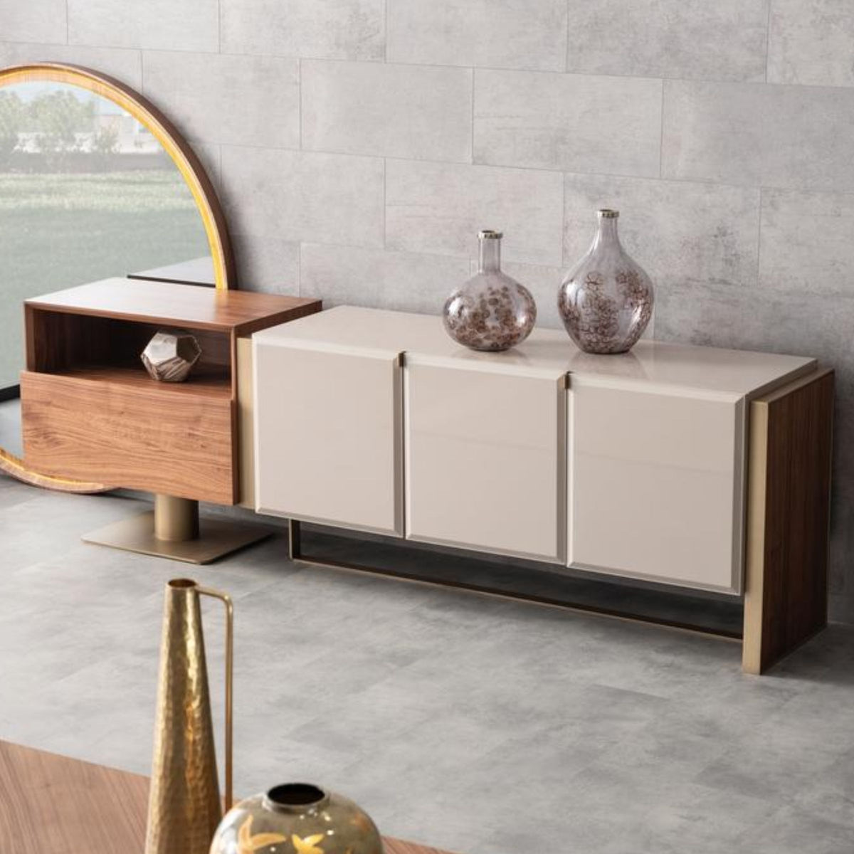 ORIX Wagon Sideboard or Console in modern wood finish with sleek design and storage drawers.