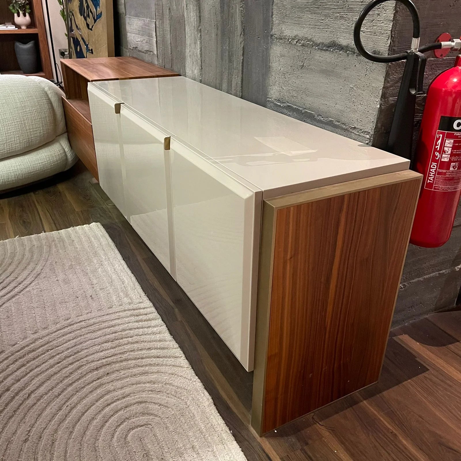 Display item of a wagon-style sideboard or console by ORIX, featuring wood finish and modern design for living room decor.