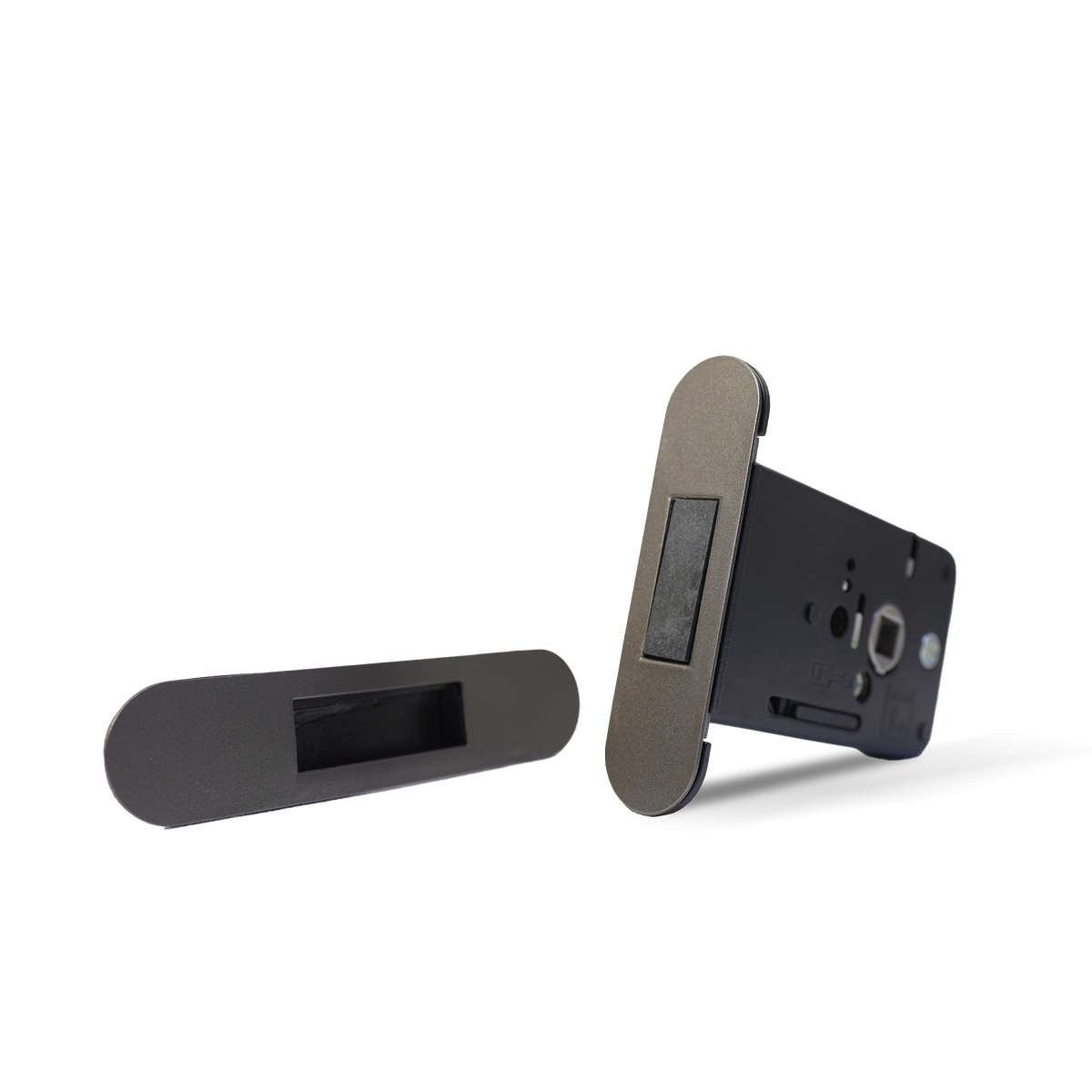 Double door handle with keys and matching magnetic lock body in grey, featuring a 2-in-1 design by BEACON.