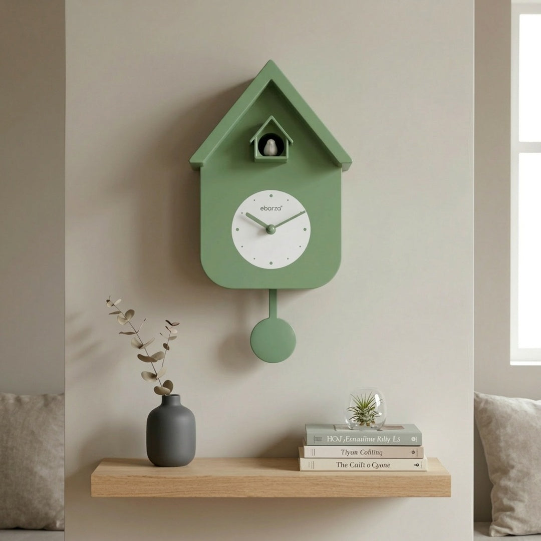 Beacon Coak plastic wall clock with round face and modern design, featuring clear black numbers and sleek white frame.