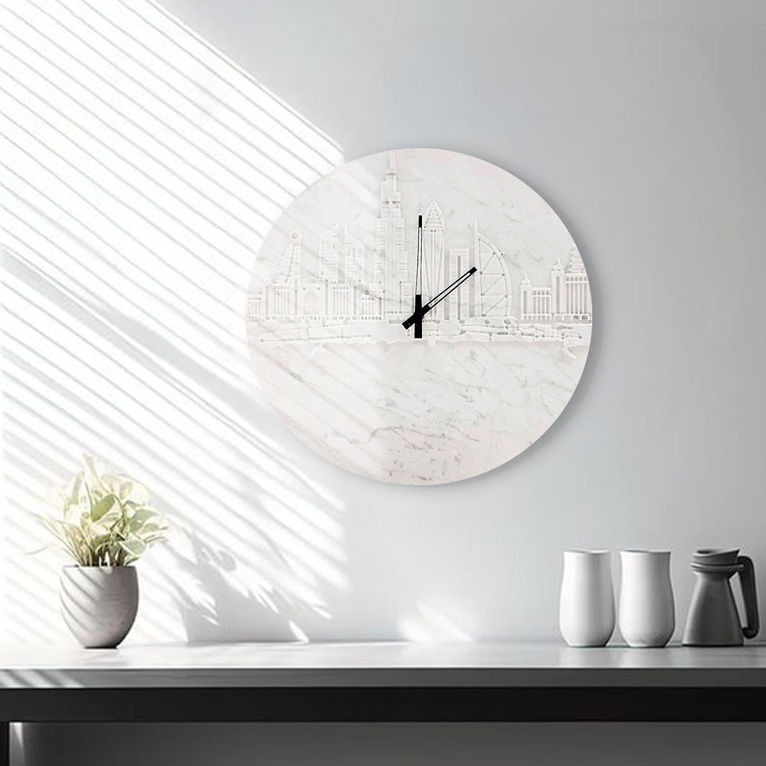 Dubai Natural Marble Clock Sc001 - Clocks - ebarza Furniture UAE | Shop Modern Furniture in Abu Dhabi & Dubai - مفروشات ايبازرا في الامارات | تسوق اثاث عصري وديكورات مميزة في دبي وابوظبي