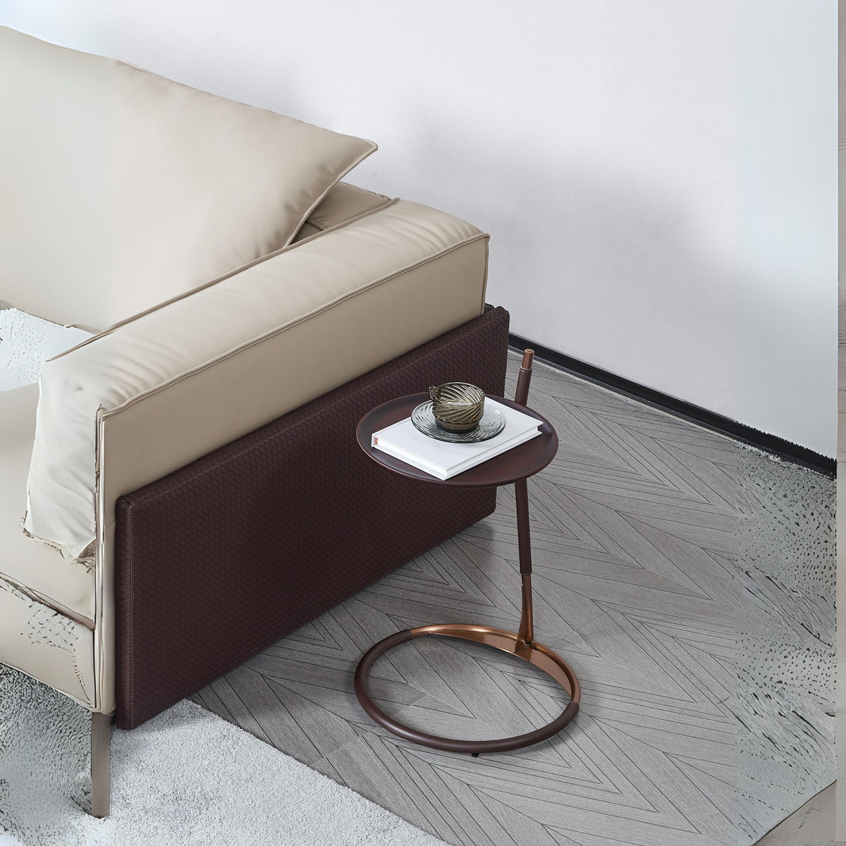 BEACON Dwell Side Table MLL-D130 with sleek wooden surface and modern design, perfect for living room or bedroom decor.