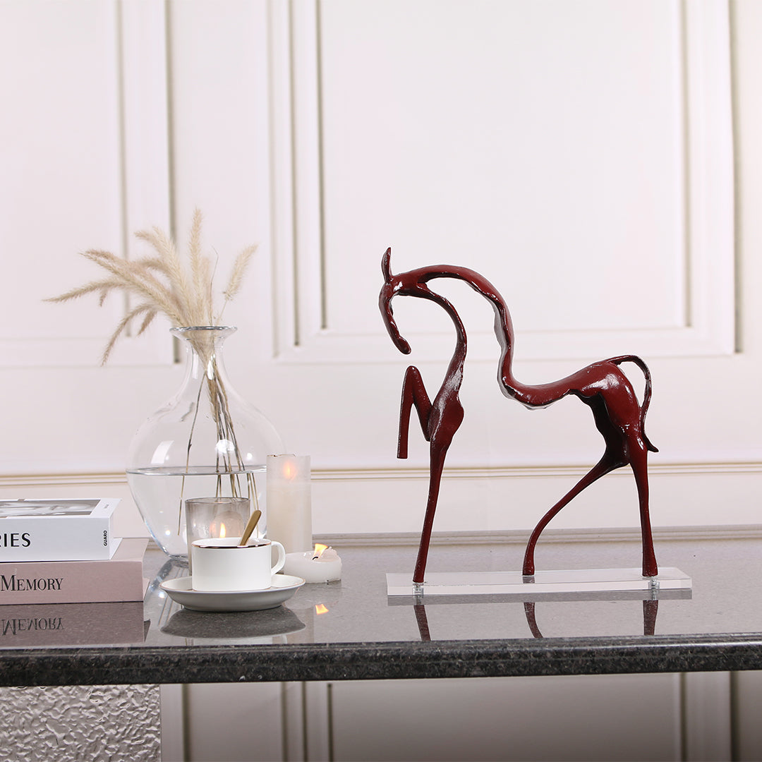 Dynamic Elegance- Red Line Horse Sculpture – Striking Equine Artistry T4254 - Home Decor Figurines - ebarza Furniture UAE | Shop Modern Furniture in Abu Dhabi & Dubai - مفروشات ايبازرا في الامارات | تسوق اثاث عصري وديكورات مميزة في دبي وابوظبي