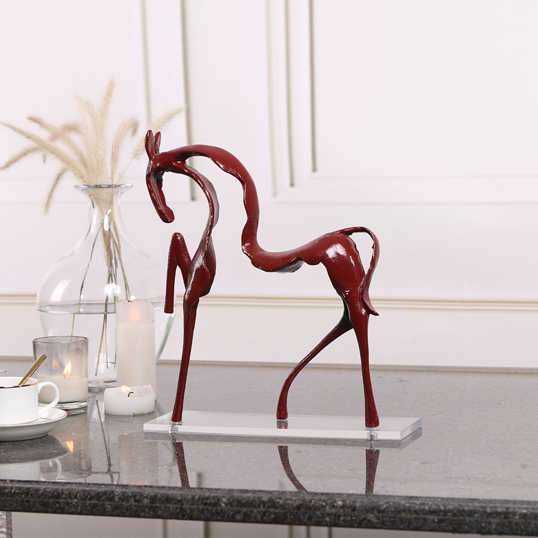 Dynamic Elegance- Red Line Horse Sculpture – Striking Equine Artistry T4254 - Home Decor Figurines - ebarza Furniture UAE | Shop Modern Furniture in Abu Dhabi & Dubai - مفروشات ايبازرا في الامارات | تسوق اثاث عصري وديكورات مميزة في دبي وابوظبي