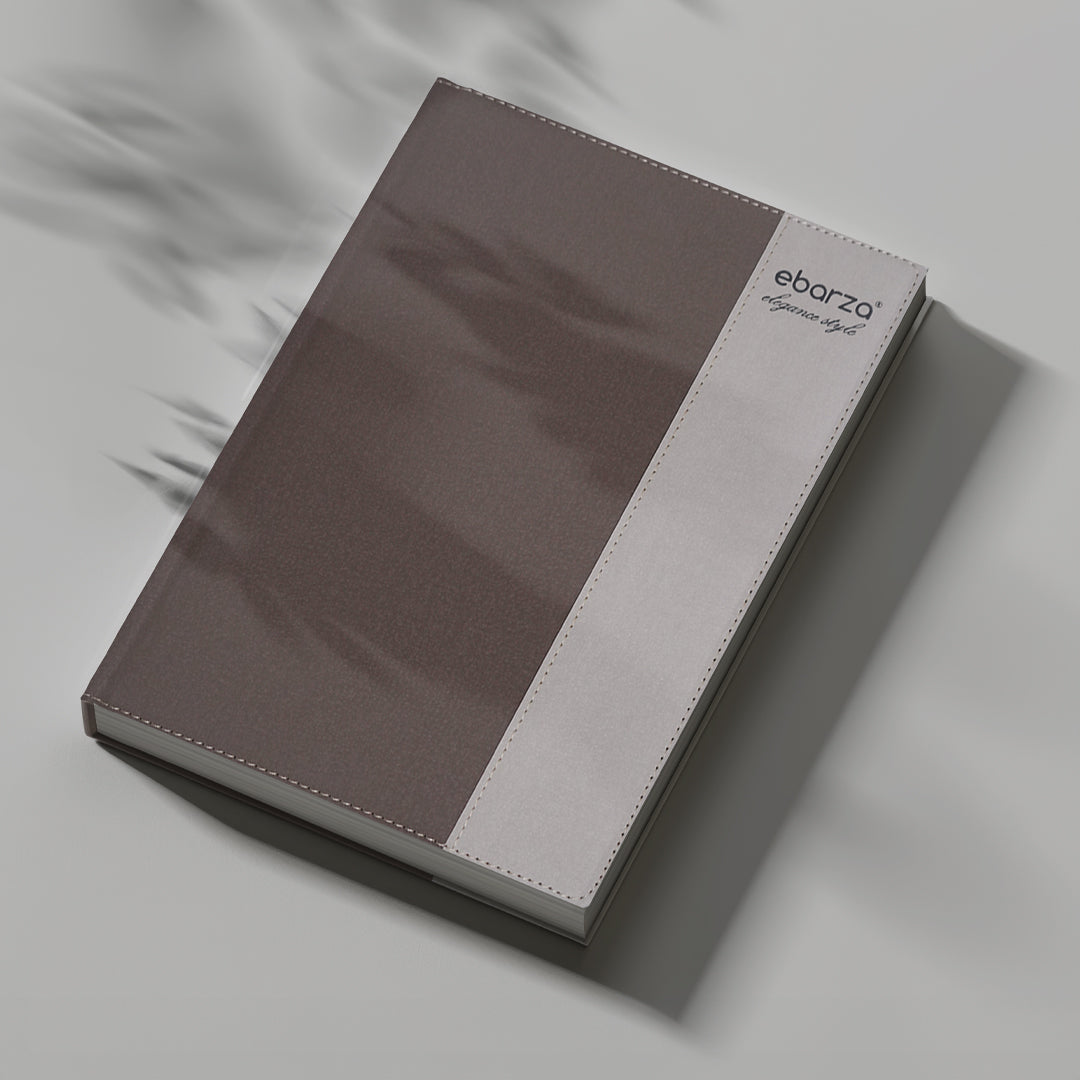 Brown and beige Ebarza Elegance Style Logo Diary 17x23cm with a stylish cover, designed for notebooks and diaries.
