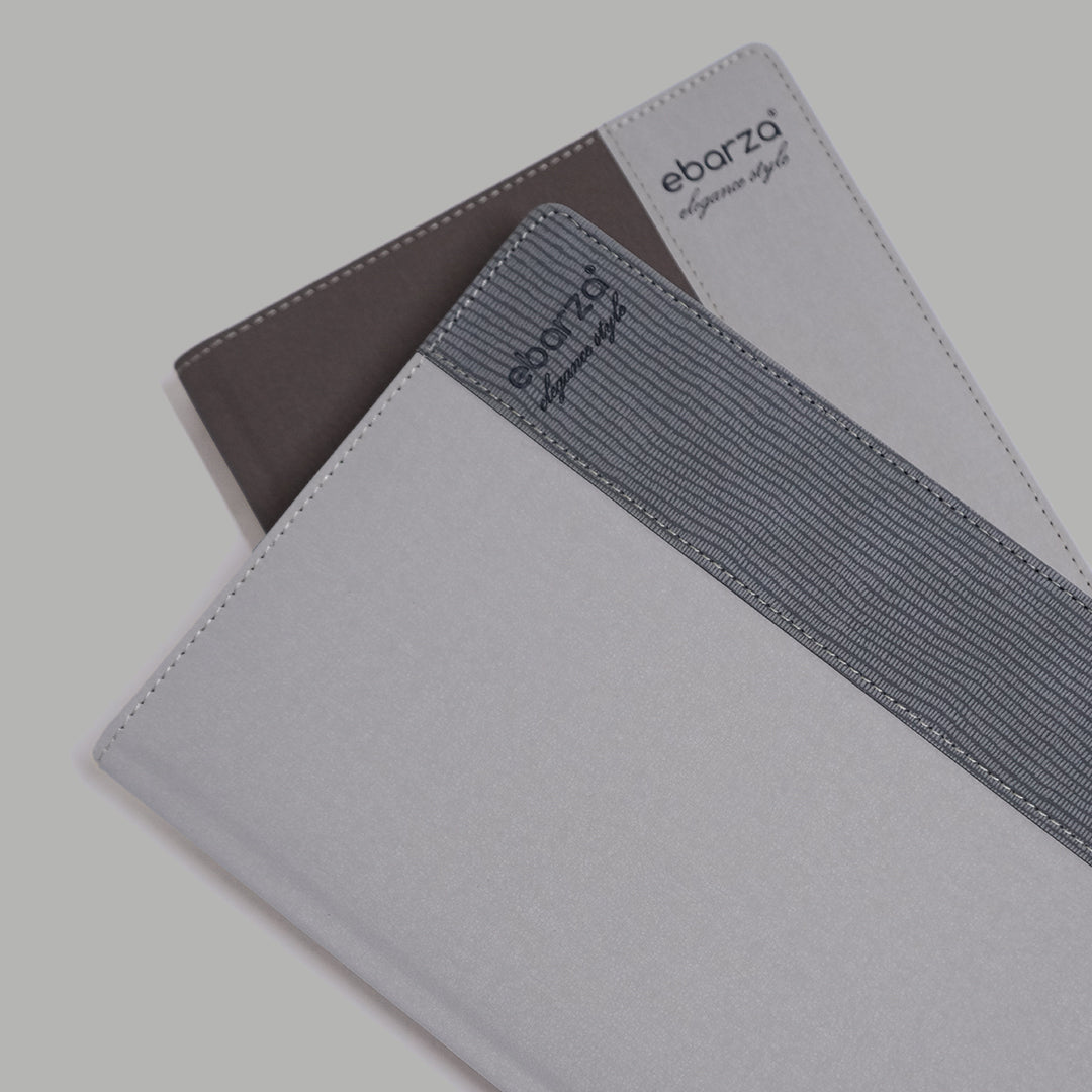Brown and beige Ebarza Elegance Style logo diary with 17x23 cm size, featuring a sleek notebook cover design.
