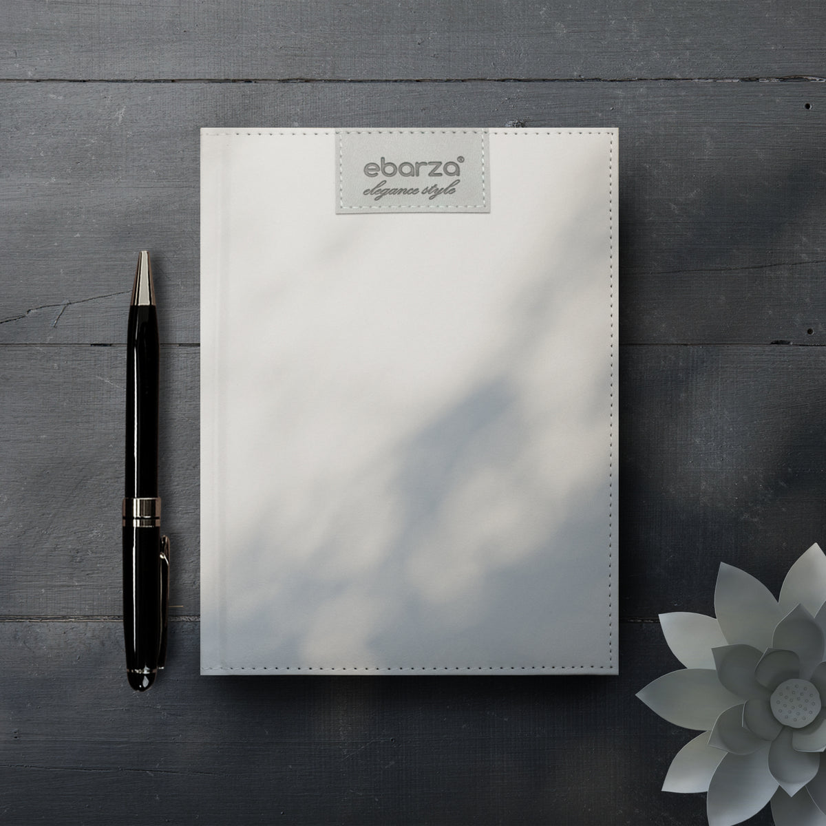 Beige Ebarza Elegance Style Logo Diary by Beacon, featuring a sleek cover, ideal for note-taking and planning.