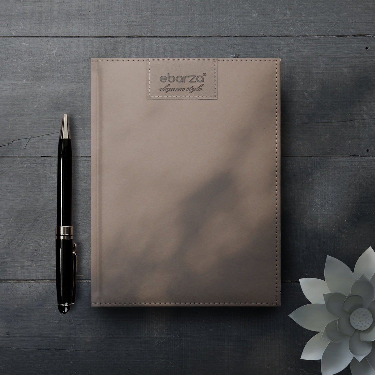 Brown Ebarza Elegance Style Logo Diary by BEACON, featuring a sleek cover and compact design for daily journaling.