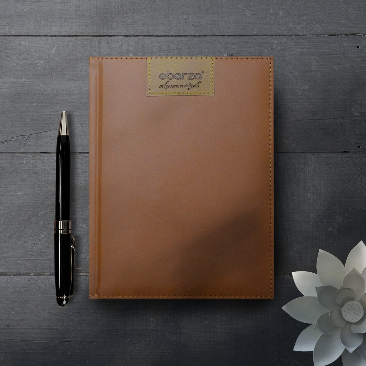 Orange ebarza Elegance Style logo diary by BEACON, featuring a sleek design and compact size for everyday journaling.