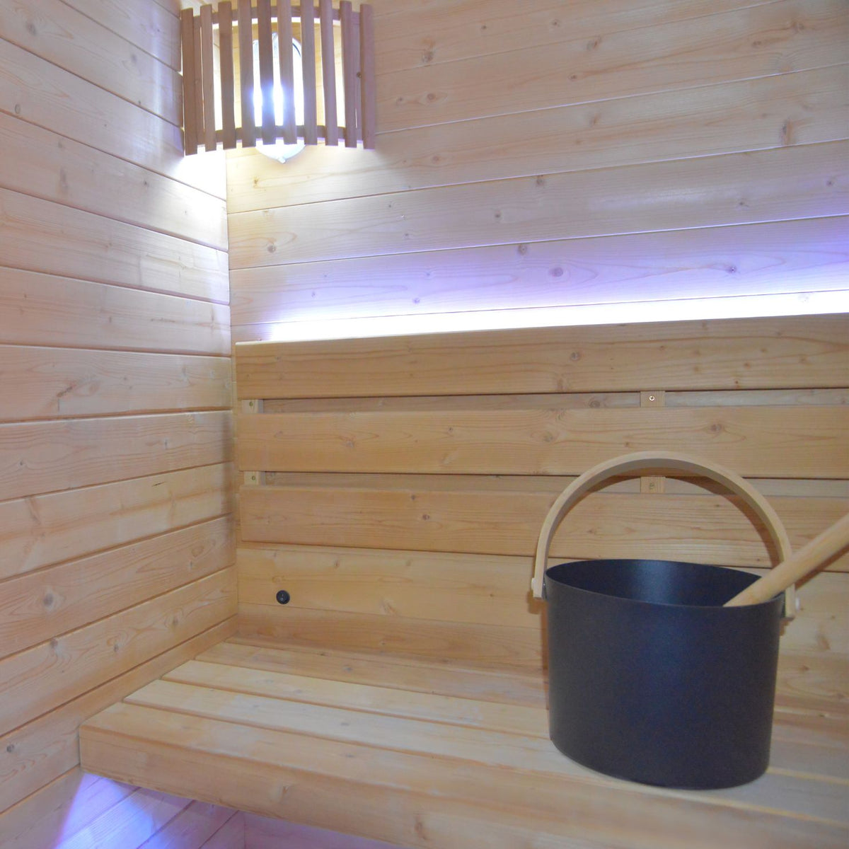 BEACON EBARZA Indoor/Outdoor Sauna Room LM-BR200TD, spacious sauna with wooden interior and glass door for relaxation