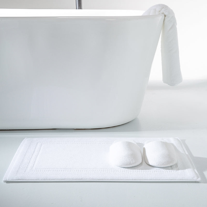 Ebarza Jacquard Bath Mat by BEACON, soft textured bath mat with intricate jacquard pattern in neutral tones.