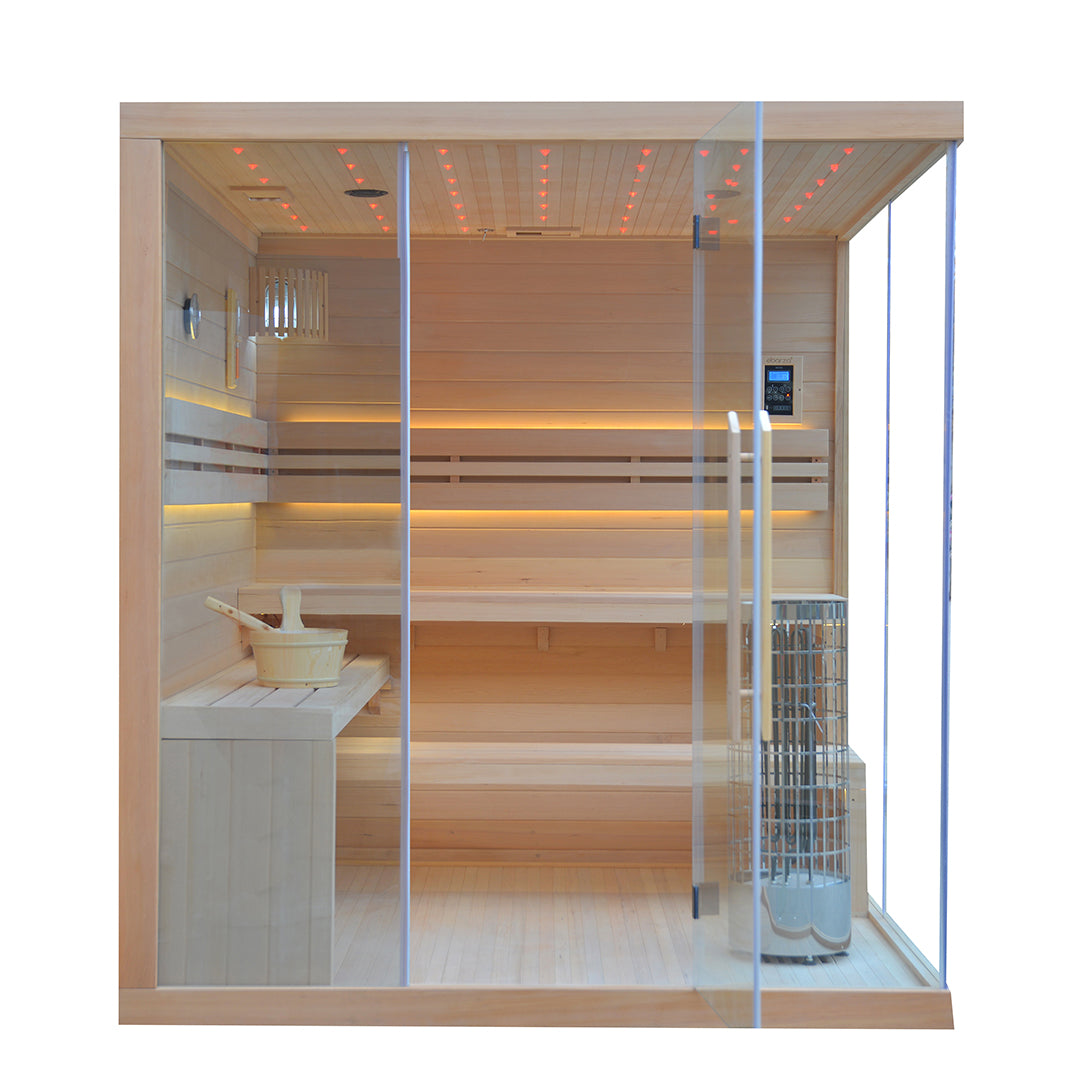 Ebara Sauna Room LM-T03B by BEACON, compact wooden sauna with glass door and interior seating for relaxing wellness.